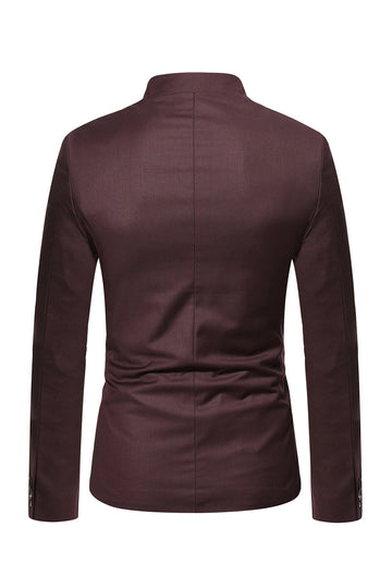 Brown Stand Collar Single Breasted menn Blazer